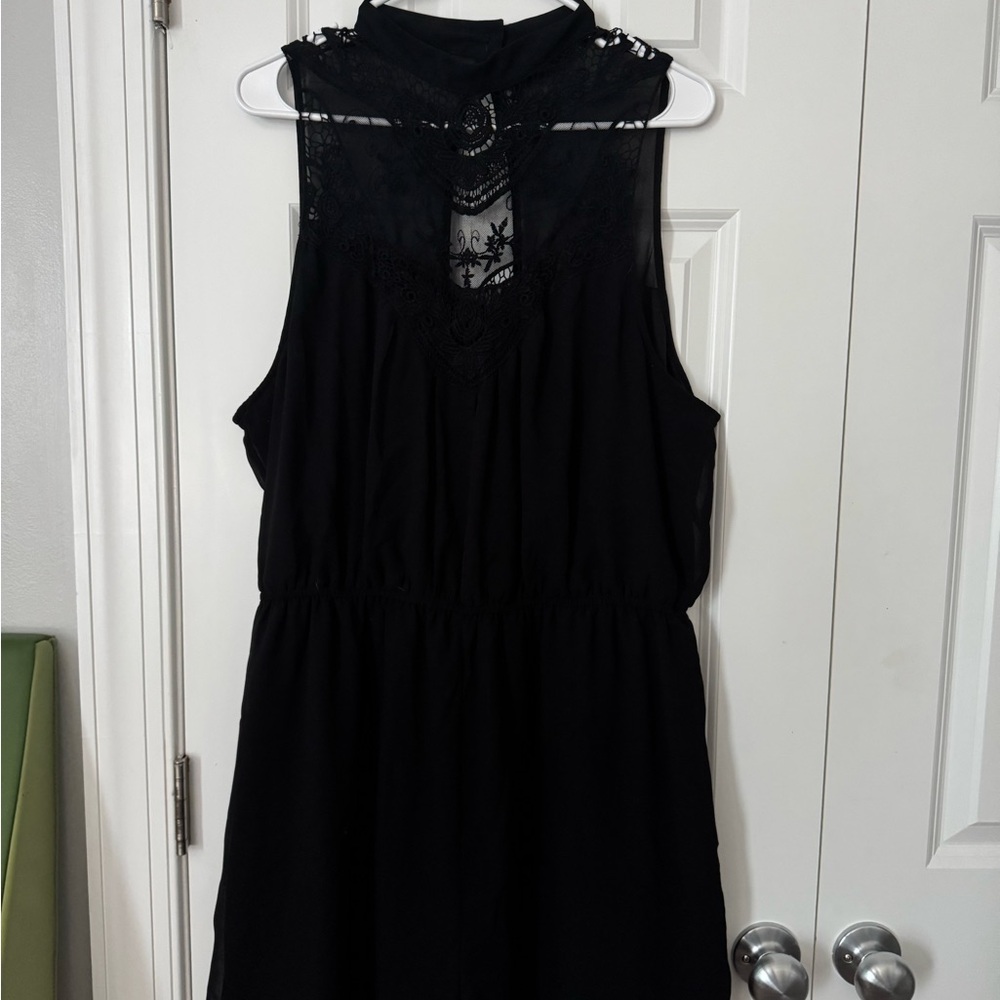 Elegant Black Lace Halter Romper
